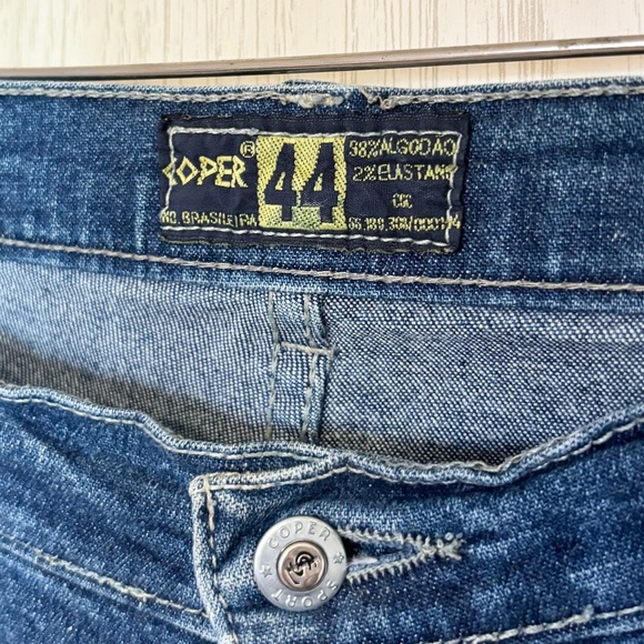 Vintage Small Cutout Low Waist Stretch Flare Denim Blue Jeans - Picture 7 of 7